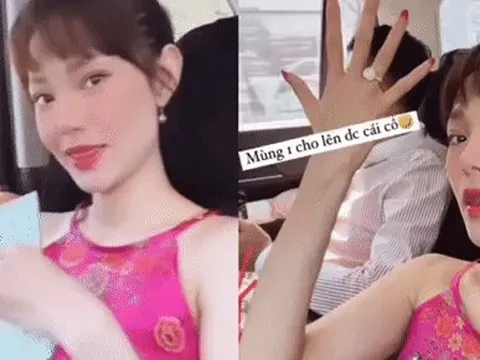 Minh Hằng khoe nhẫn kim cương cực khủng ở ngón áp út